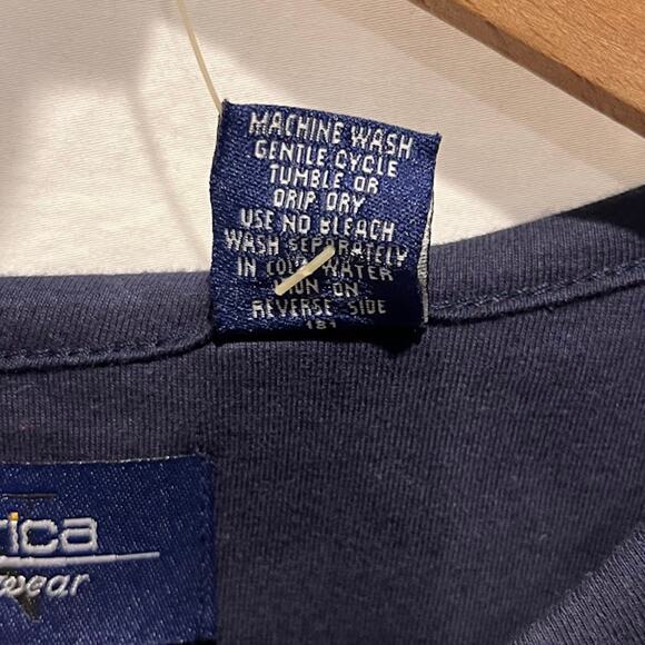 NWT VTG Y2K Nautica Sleepwear Navy Nightshirt Nightgown Blue Water Logo Cotton - Picture 4 of 7